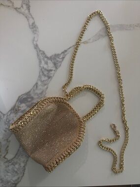 Sara Campbell Metallic Gold Mini Tote with Chain Strap